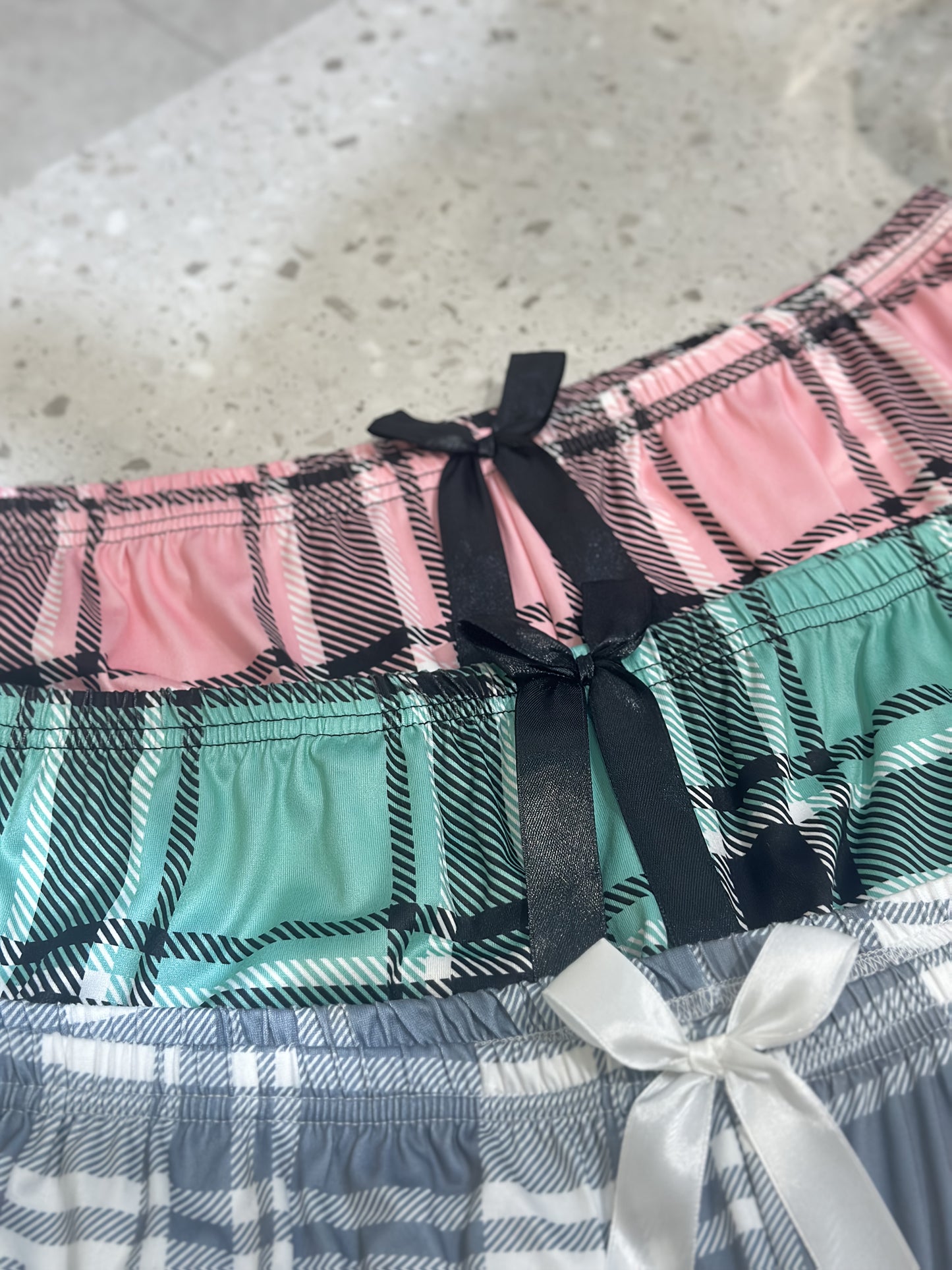 3pcs Shorts Combination Pack Plus Size Plaid Casual Shorts for Women with Bowknot