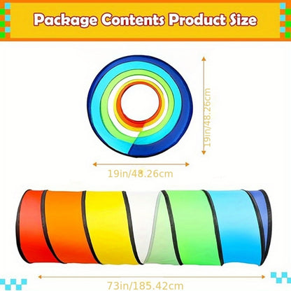 Rainbow Baby Crawling Play Tunnel - Portable see-through rainbow crawl-through design