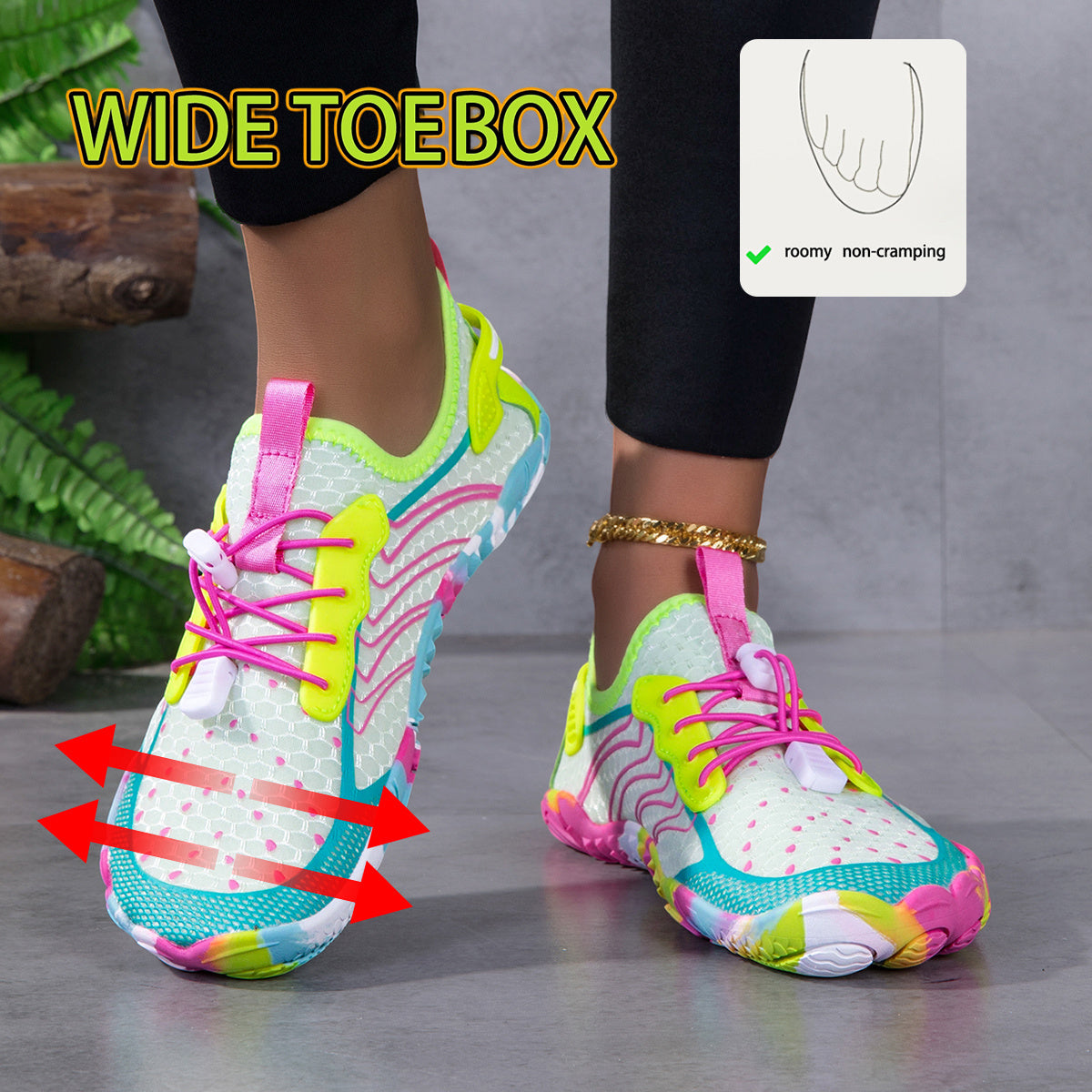 Women's Wide Toe Water Shoes Quick-Dry Anti-Slip Barefoot Sneakers with Wide Toe Box & Sole Suitable for Swimming, Surfing, Yoga, Beach, Camping, Outdoor Training - Lightweight Breathable for -terrain Aquatic Fitness Footwear