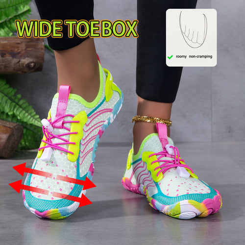 Women's Wide Toe Water Shoes Quick-Dry Anti-Slip Barefoot Sneakers with Wide Toe Box & Sole Suitable for Swimming, Surfing, Yoga, Beach, Camping, Outdoor Training - Lightweight Breathable for -terrain Aquatic Fitness Footwear