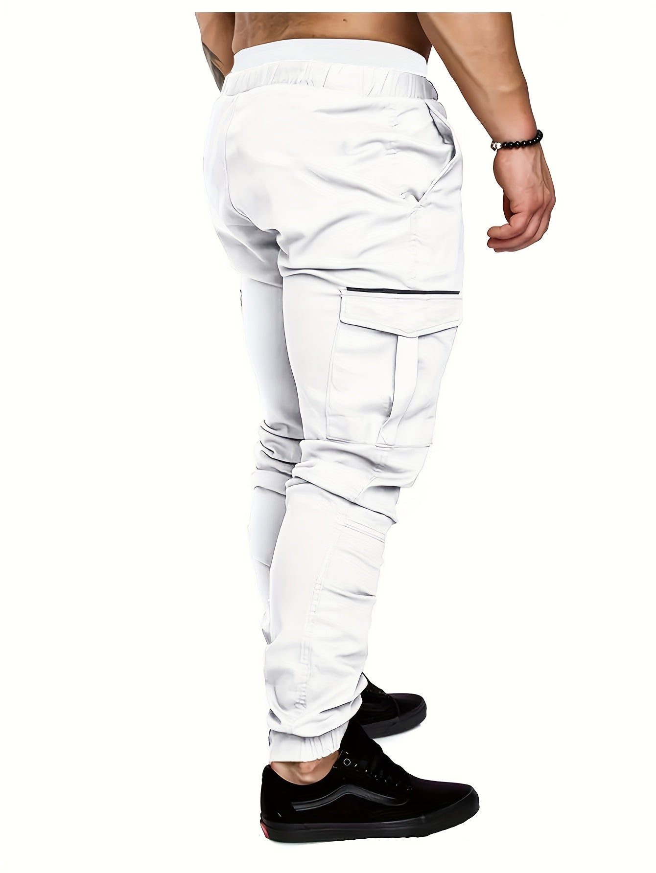 EXARUS 2 Pack Cargo Pants For Men - Relaxed Fit Twill Joggers With Elastic Waistband And Stretch Fabric - Casual Wear