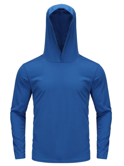 5pcs Men's Hooded Long-sleeved Quick-drying Clothes, Breathable Ice-sensitive Technology Fabric, Moisture-absorbing And Sweat-wicking, Outdoor Sports And Fitness, And Windproof