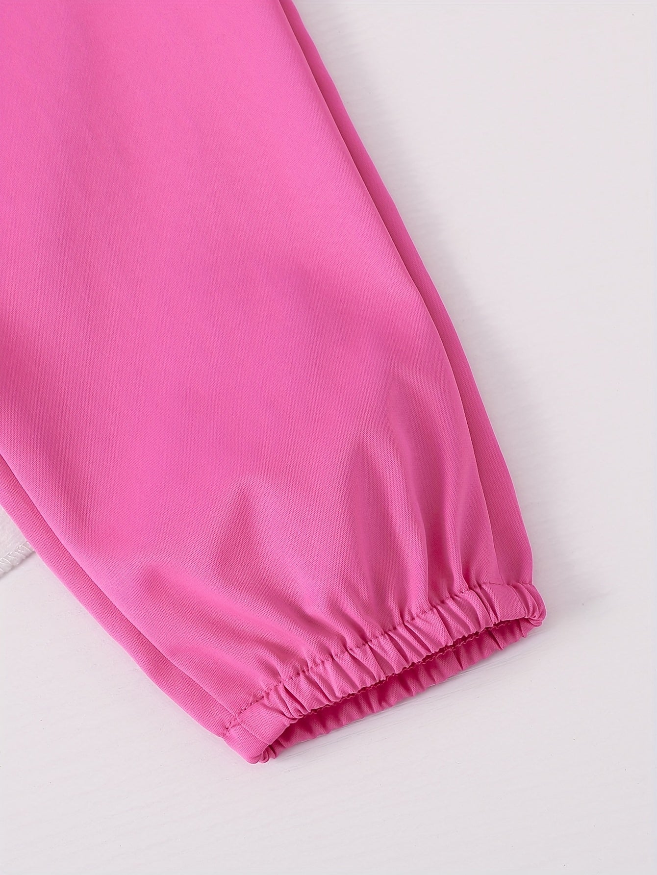 2pcs Girls' Rose Pink and Pink Zipper Hoodie Top with Rose Pink Long Pants Casual Set, Perfect for Outdoor