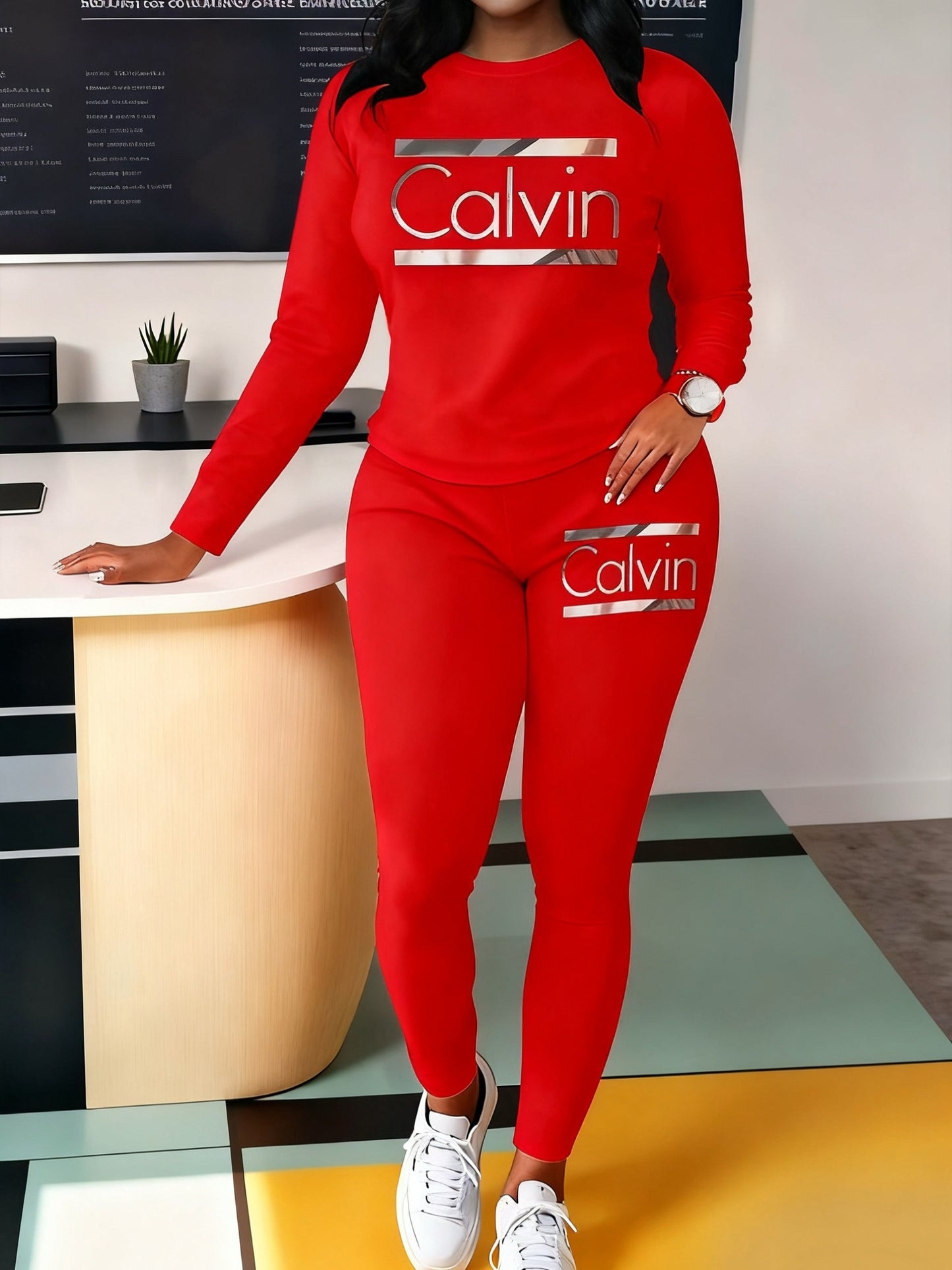 Women'S All-Season Casual Two-Piece Set - Oversized Round Neck Sweatshirt & Wide-Leg Pants with Letter Print, Soft Round-Neck Long Sleeve Outfit in /, Comfortable Casual Attire for Work, Semi-Formal Events & Everyday Outfits - Easy-Care Fabric