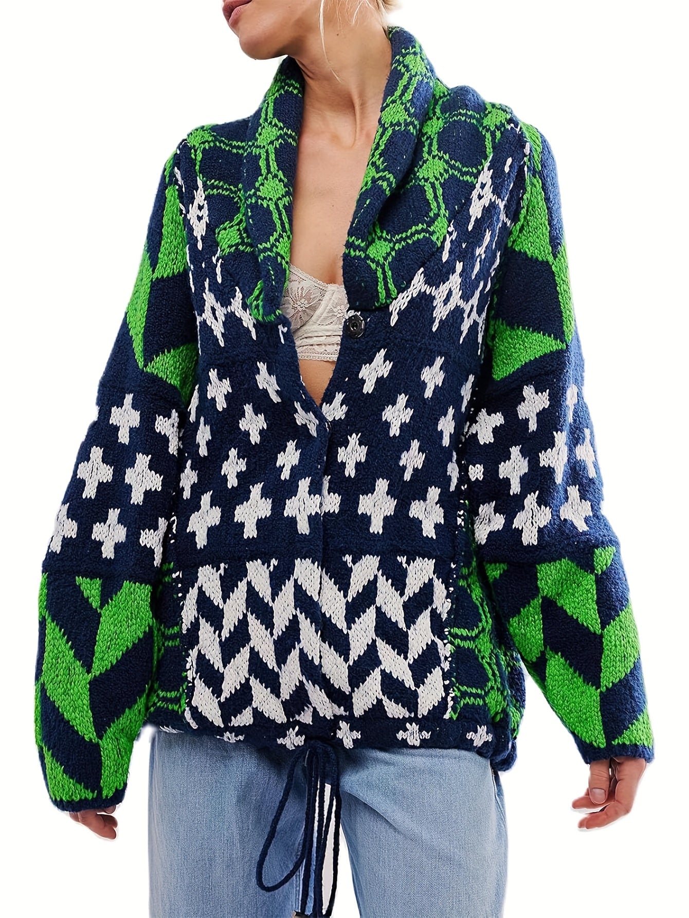 Autumn And Winter New Sweater with Two-Tone Color Block, Lightweight Layering Piece, Everyday & Formal Outfits - Sweater Cardigan, Casual Wear, Textured Knitwear, Fall Fashion, Stylish Knitwear, Cozy Material, Versatile Top, Office Attire