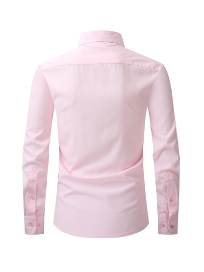 Men's Regular Fit Casual Button Shirts Long Sleeve Stretch Breathable Wrinkle Resistant Solid Work Weekend Wear