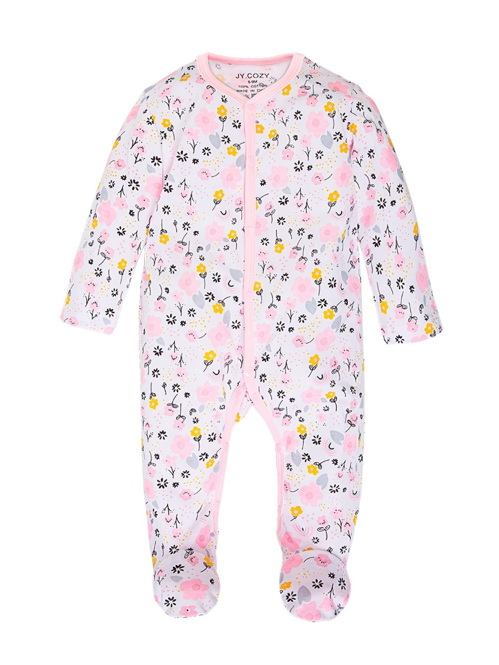 Baby Footed Rompers - 4-Pack Floral Long-Sleeve Onesies