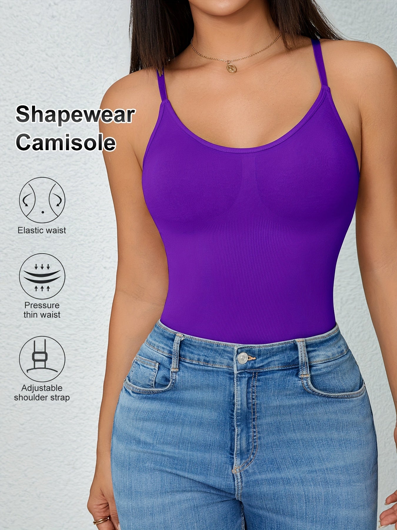 7pcs Set Women's Shapewear Camisole, Adjustable Straps Sleeveless Waist Cincher Tank Top, Waist Cincher Camisole, Body Shaping Top, Smooth Silhouette, Elegant Shapewear, Highquality Shapewear, Stretchy Fabric, Fitted Bodysuit, Women's Shaping Tank