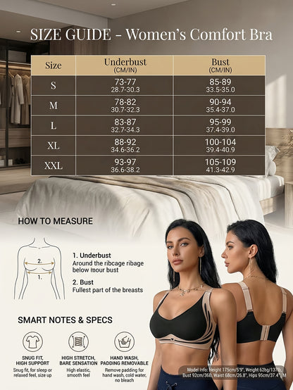 4pcs Wireless Bra Set for Women, Comfortable, Seamless, No Underwire Bra, Soft Support Daily Bra, Suitable for Home, Work, And Gym (Black, Blue, Green, Beige)