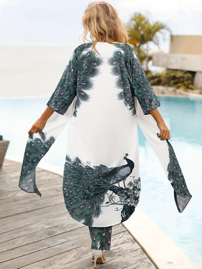 Women's casual sportswear shirt two-piece set, holiday printed casual set