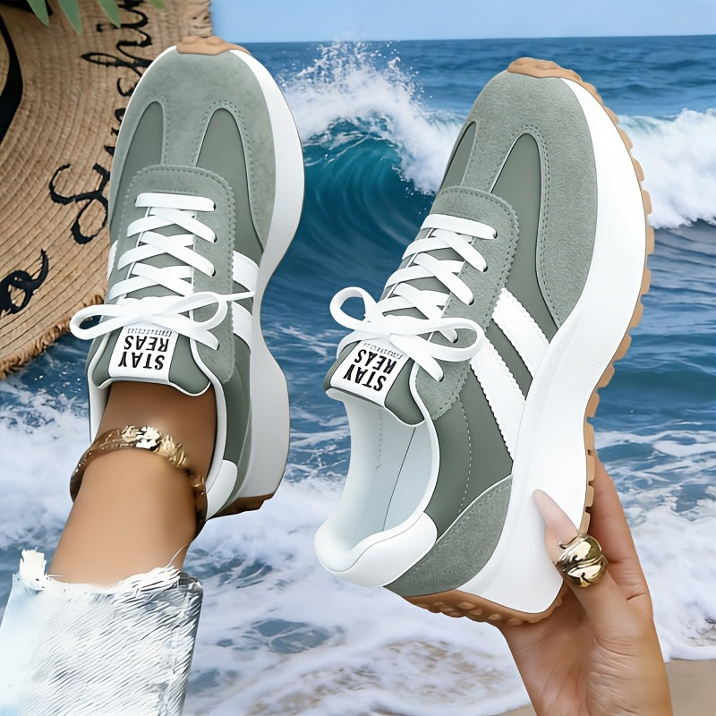 Introducing The Latest Women'S Athletic Casual Footwear, Featuring a Fashionable Thick Sole That Adds Height. These Retro-Style Shoes Are Perfect for Both Outdoor Activities And Everyday Use, Women Shoes, Sneakers