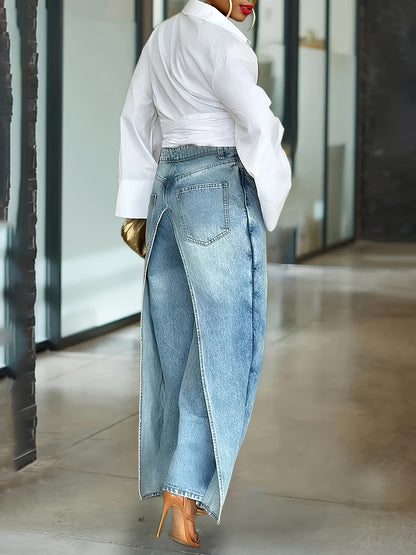 Women's Blue Denim High-Waist Jeans - product view 6