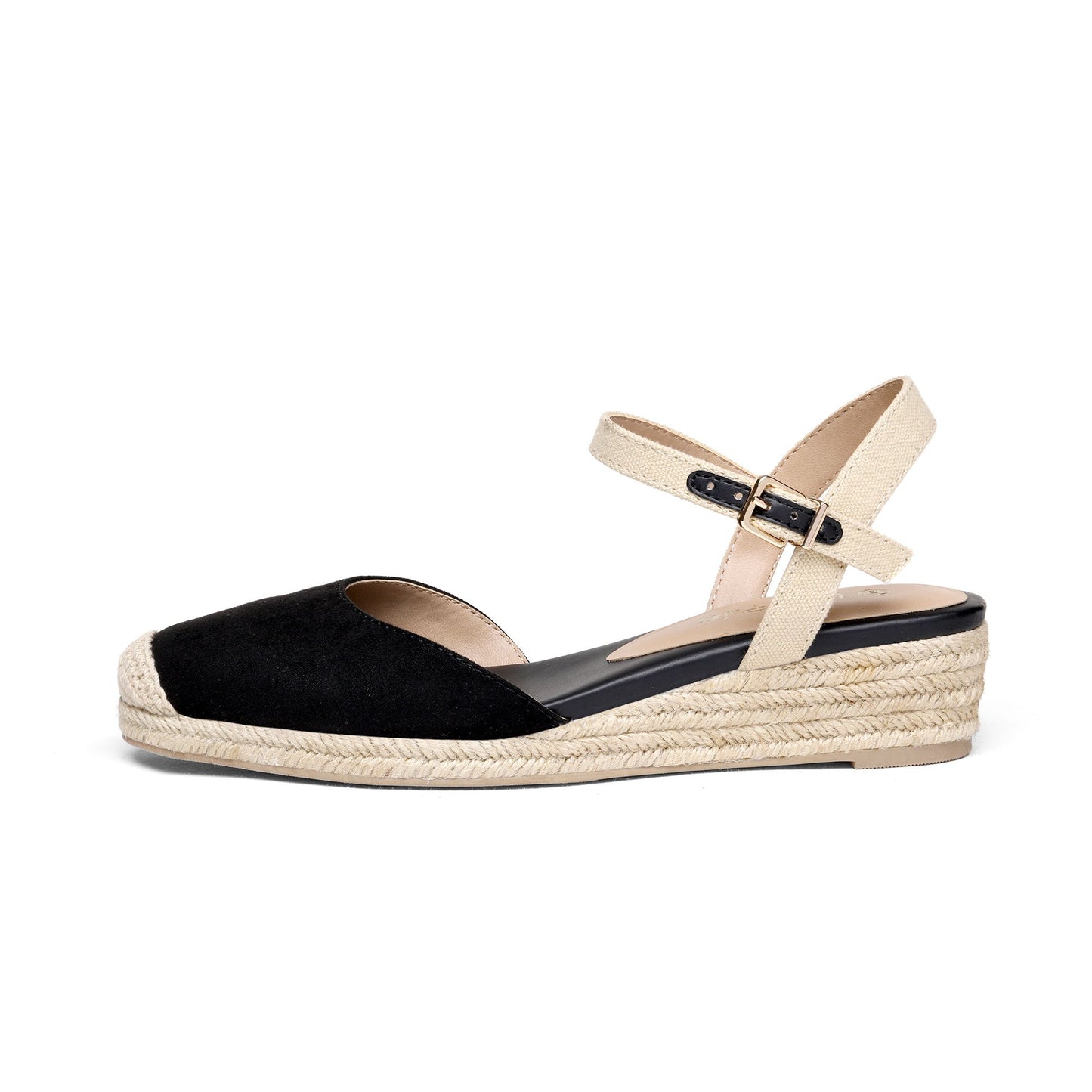Women's Closed Toe Elastic Ankle Strap Espadrilles Wedge Sandals Soft Emulsion Insole Wedge Sandals
