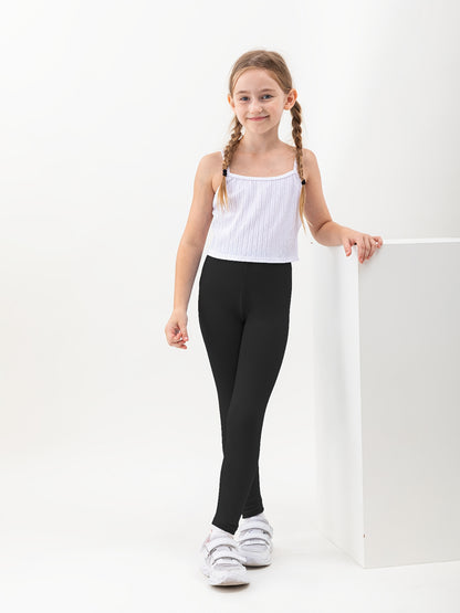 10pcs Random Girls' Cropped Leggings - High Stretch Polyester & Spandex Blend, Solid Color, Skinny Fit, Knit Fabric, All-Season Dance Pants, Non-High Quality, 92% Polyester 8% Spandex