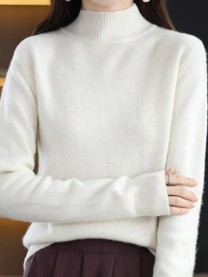 New Autumn And Winter Sweater Half Turtleneck Long Sleeve Loose And Slim Versatile Sweater Pullover Cardigan for Women