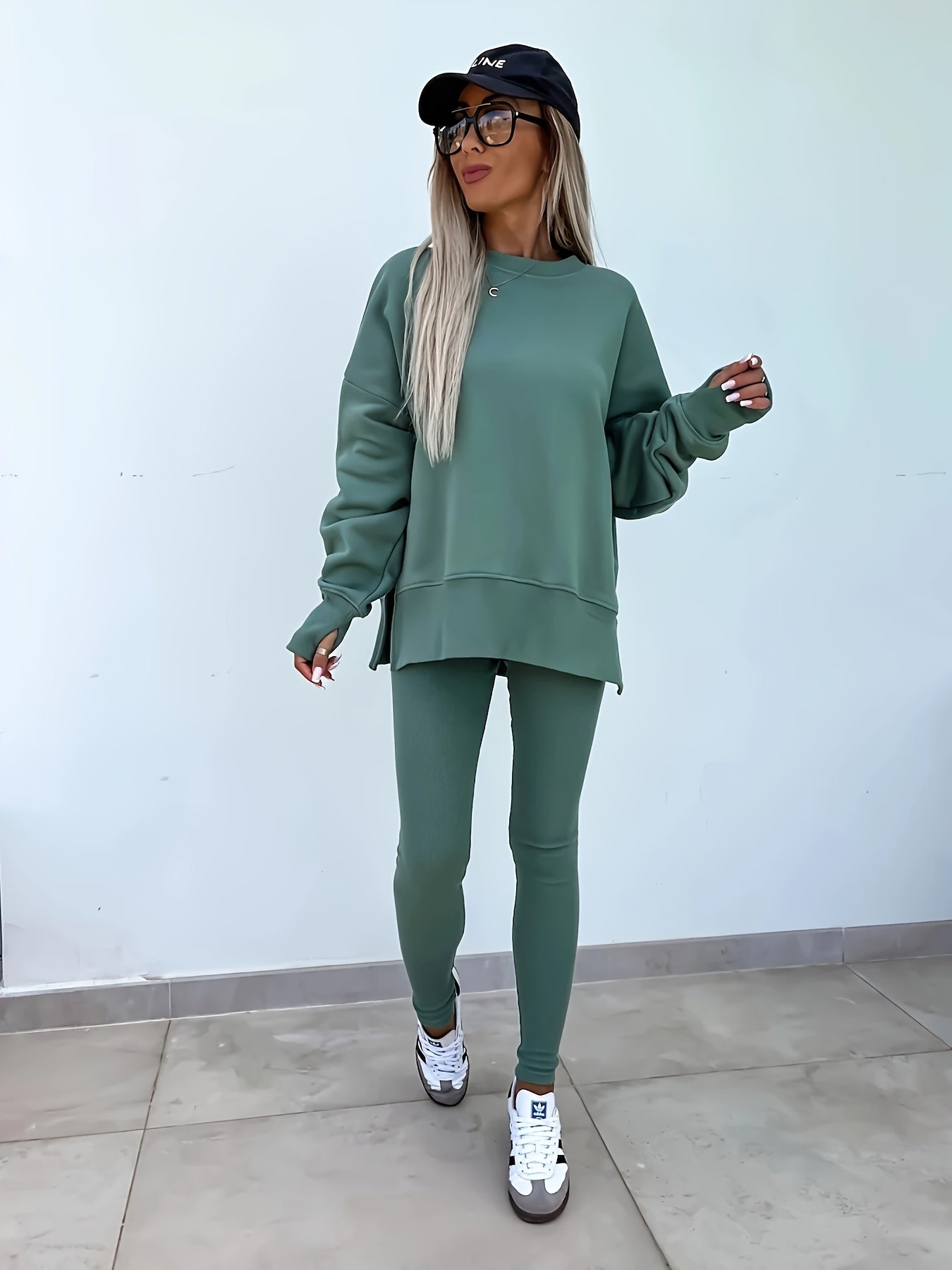 Women's Spring And Autumn Outdoor Sports Hoodie Set, Women's Autumn And Winter Long Sleeve Solid Color Hoodie Casual Set, Hoodie Top And Pants Yoga Two-piece Set, Outdoor Running Fitness Set