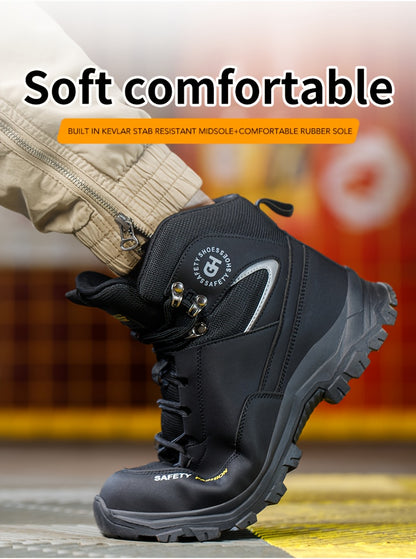 Men's Heavy-Duty High-Quality Work Boots with Steel Toe - All-Terrain Traction Rubber Sole, Cushioned Insole and Arch Support - Four-Season Construction, Industrial, Farm and Outdoor Boots - Ideal for Construction, Warehousing, Gardening, Hiking