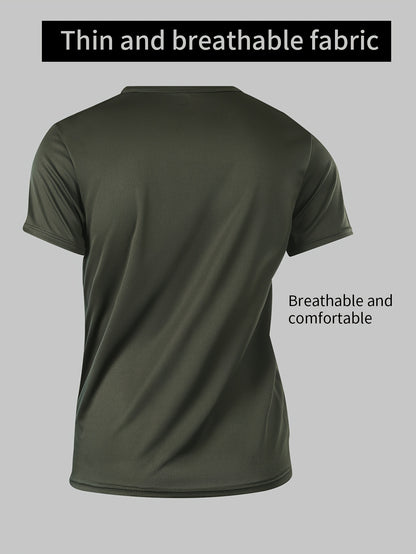 Set of 4 Men'S Lightweight Polyester T-Shirts - Casual Round Neck, Short Sleeves for Outdoor Activities And Summer Use, Short-Sleeved, Appropriate