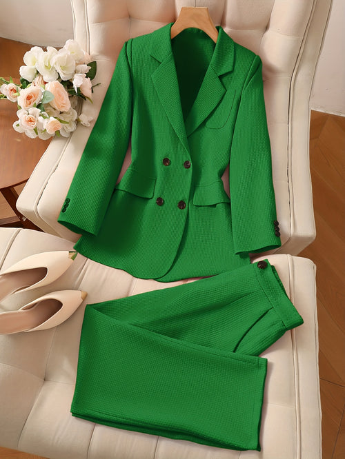 Solid Color Single Button Long Sleeve Single-Breasted Waistcoat Suit Pants Two-Piece Set