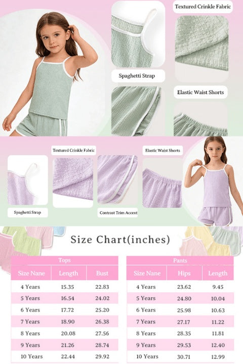 8pcs Girls Summer Camisole Vest 2pcs Tops + Pants Set Summer New Baby Thin Shorts Holiday Gift Party Girl's Clothes Children's Clothing, Perfect for Outdoor