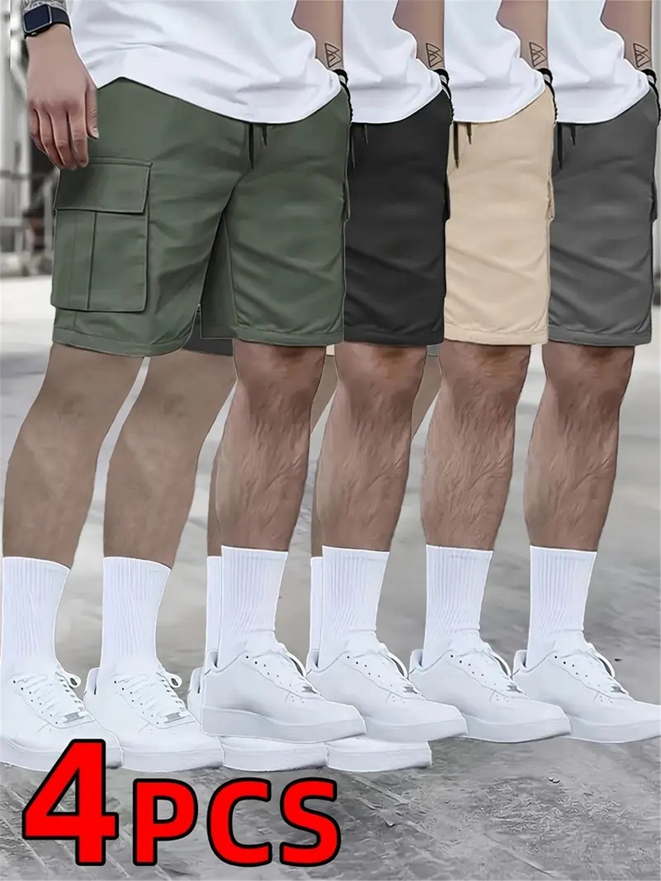 4pcs Men's Loose Fit Workwear Shorts with Large Pocket & 5-Pocket - Casual Athletic Outdoor Shorts Suitable for Gym, Basketball,, Summer Training Pants