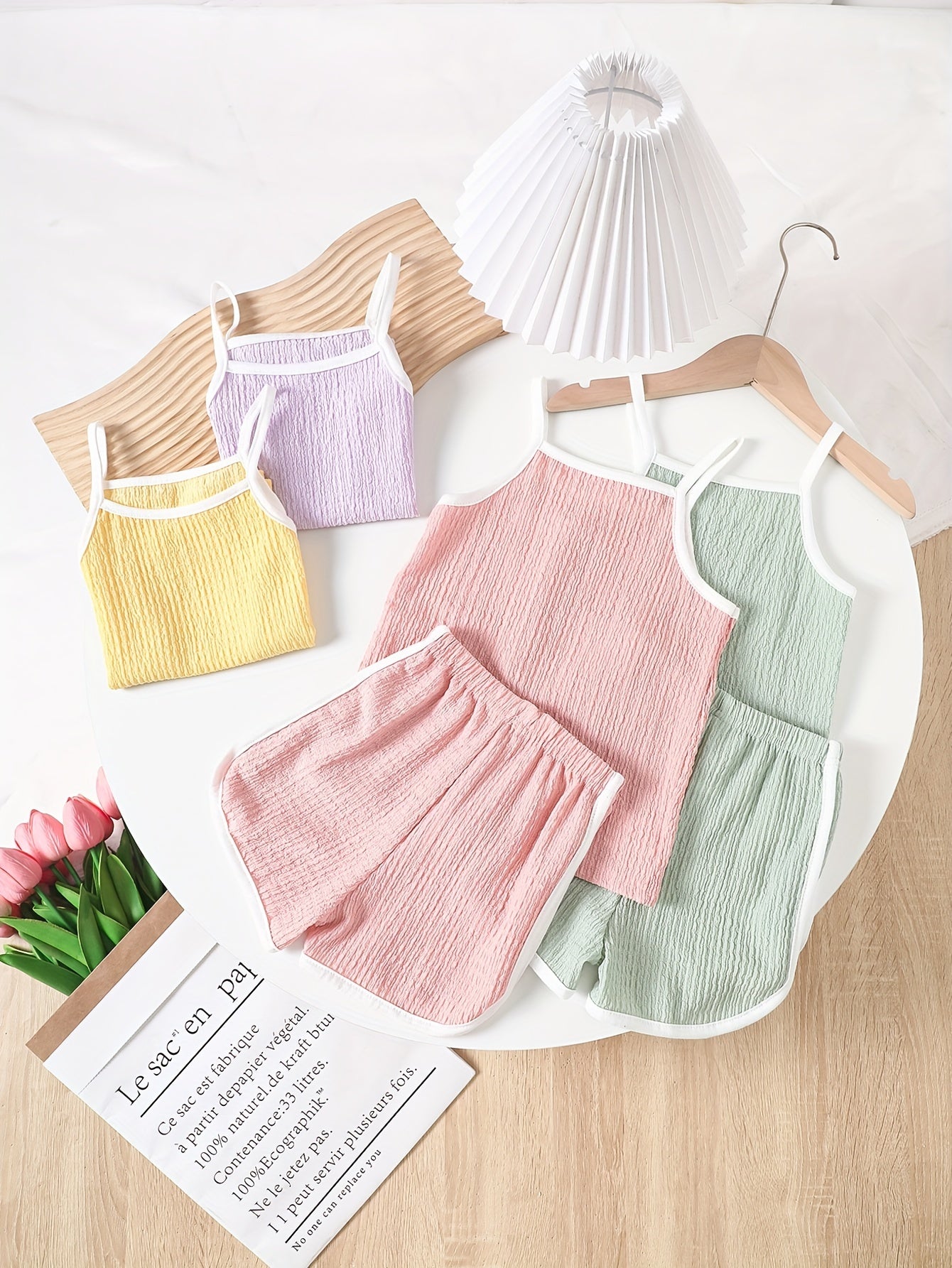 8pcs Girls Summer Camisole Vest 2pcs Tops + Pants Set Summer New Baby Thin Shorts Holiday Gift Party Girl's Clothes Children's Clothing, Perfect for Outdoor