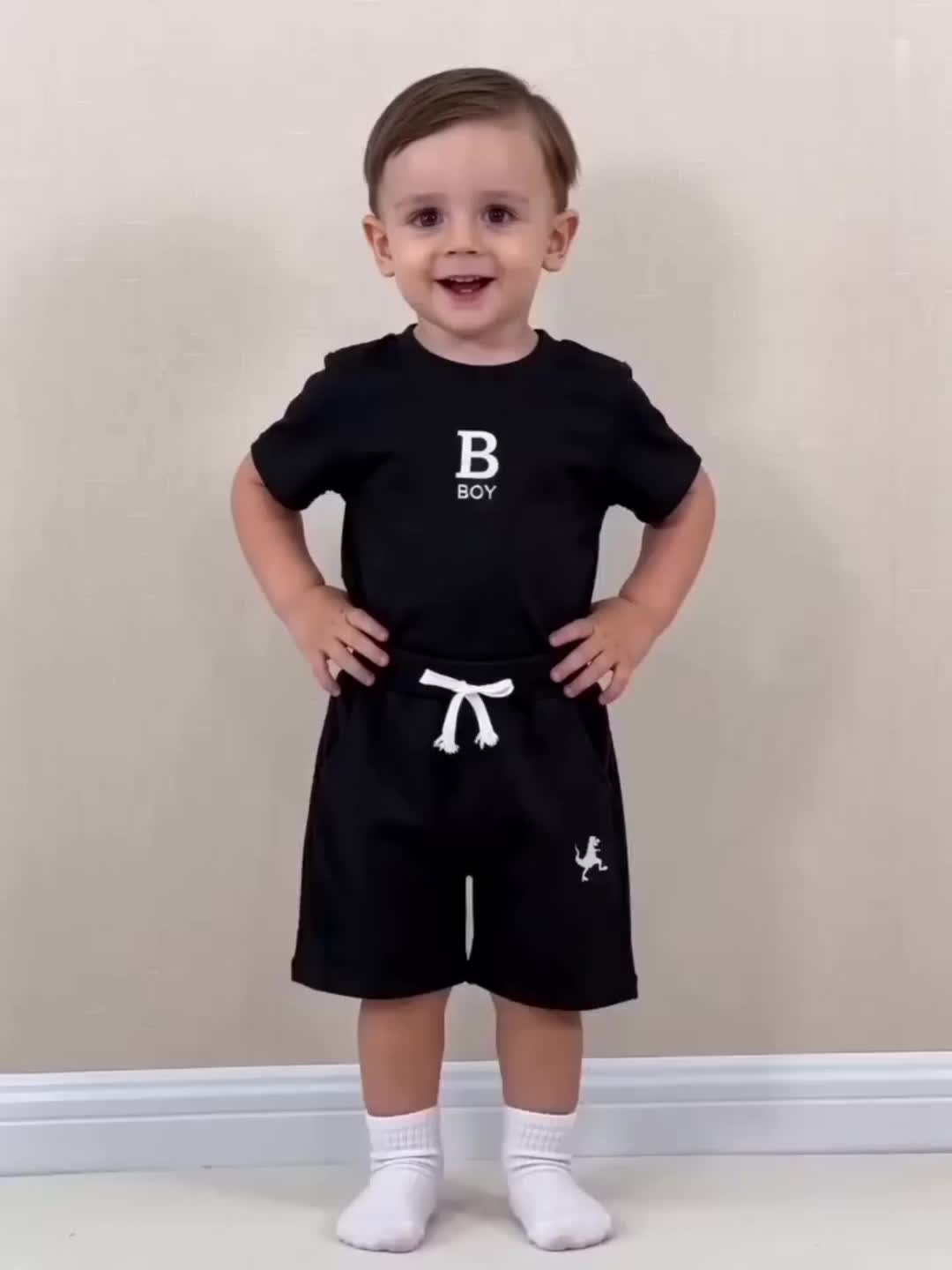 Set of Three Athletic Shorts for Young Boys Featuring Pockets - Easy Pull-On Style with Active Dinosaur Embroidery, Comfortable And Breathable Summer Shorts for Children, for Outdoor