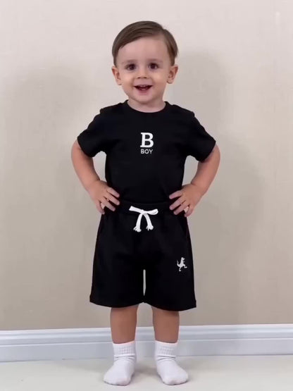 Set of Three Athletic Shorts for Young Boys Featuring Pockets - Easy Pull-On Style with Active Dinosaur Embroidery, Comfortable And Breathable Summer Shorts for Children, for Outdoor