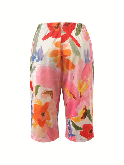 Summer New Floral Print Fashion Casual Literary Vacation Style Women'S Shorts