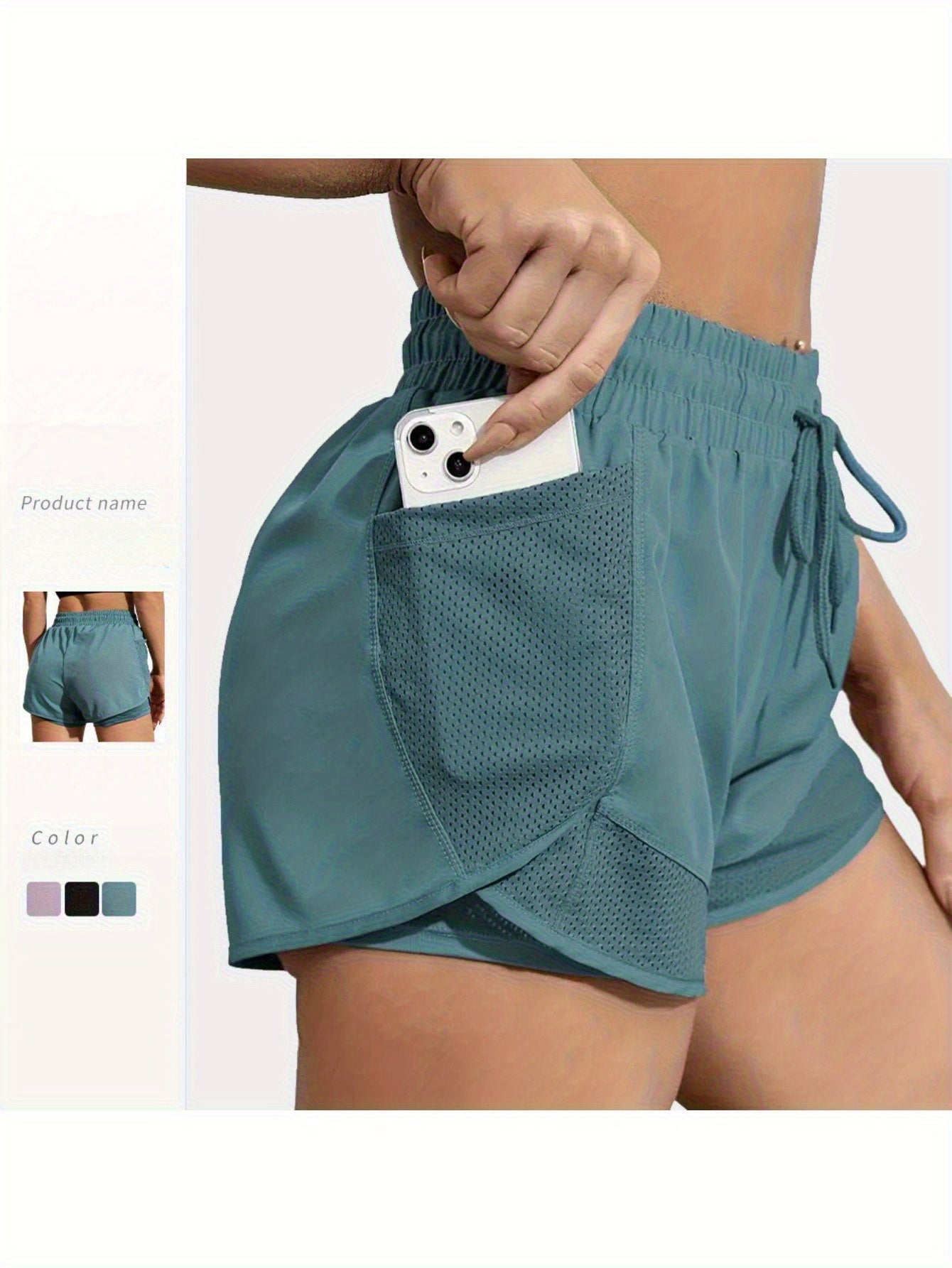 FOEIERAA Fashionable Ladies 3pcs Set Of Yoga Sports Shorts, Fake Two-piece High-waist Sports Shorts, High Elastic And Quick-drying, Light And Breathable, Suitable For Running, Yoga, Cycling, Fitness, Studio, Casual Outing, Daily Outfit, Suita
