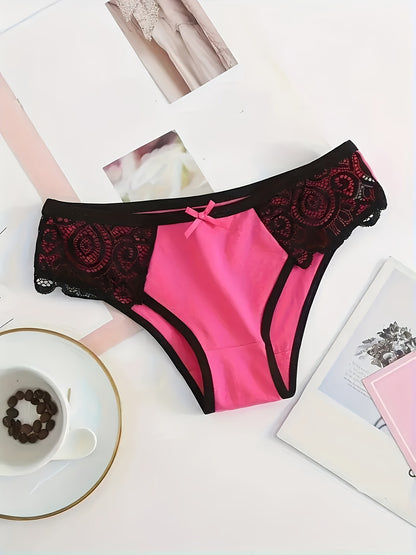 6pcs Women's Low-Rise Seamless Underwear - Briefs with Lace Edge Bow Accent, Soft Low Waist Panty for Daily Wear, Sports & Gym - Non- Full Coverage (6pcs) - Hand Washable, Stock up & Save!