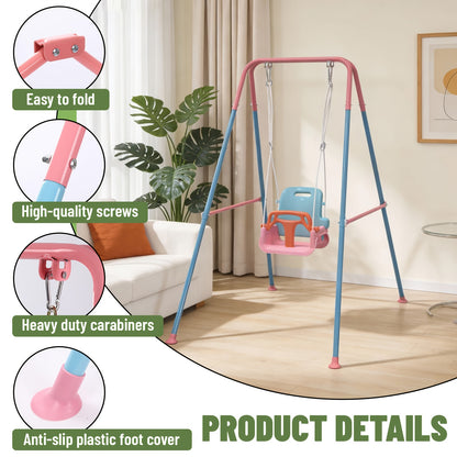Baby Swing Set, Jumper and Swing, Indoor and Outdoor, Foldable Metal Stand, for Holidays, Birthdays, or Festivals