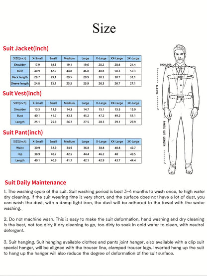 Men's Suits for Men, Trajes Para Hombres Elegantes - Solid Color Serge Blazer Pants Set, Slim Fit Modern Men's 2pcs Suit for Business, Formal & Graduation Events