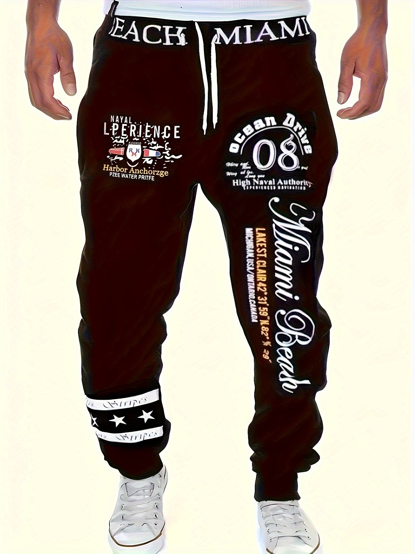 2024 New Men's Casual Sweatpants with Elastic Drawstring Waist - Loose Fit Star & Letter Print Joggers, Heather Grey, Machine Washable for Outdoor, Gym, Running & Streetwear, Jogging Pants, Outdoor Activities, Streetwear Style, Durable Construction, Athle