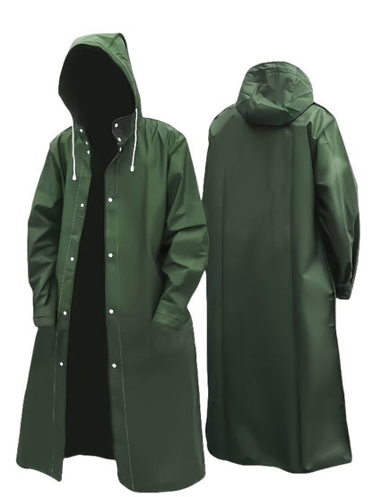 Waterproof Hooded Long Raincoat for Men & Women - Full-Zip Outdoor Rainwear with Adjustable Hood, Loose Fit, High Quality & Breathable Design, Full-Length Coverage for Cycling, Hiking, Fishing, Biking - Unisex Adult Windproof Jacket (Non-Stretch Fabric),