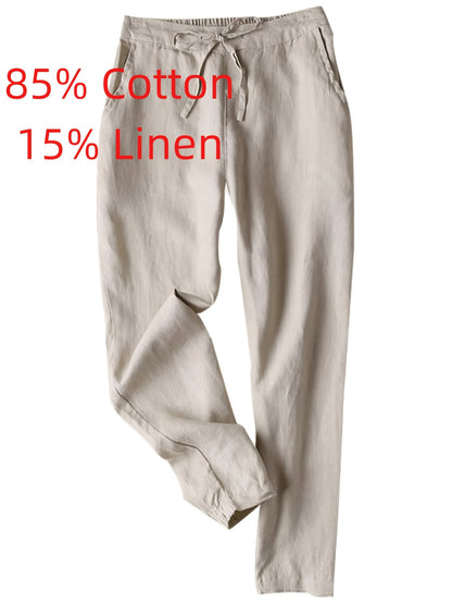 Women'S Summer Casual High-Waisted Drawstring Beach Pants