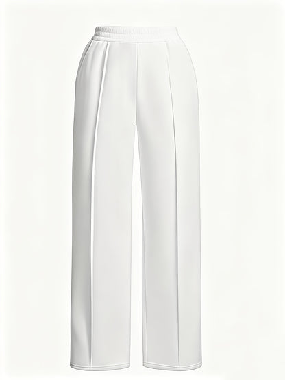 4pcs Women's Straight-leg Casual Pants - Elastic Waistband, with Pockets, Comfortable All Year Round, Machine Washable, Smooth Texture, Simple Design - Red, Black, White, Gray Casual Home Pants, Jogging Pants, Casual Wear, Halloween, Teacher's Day