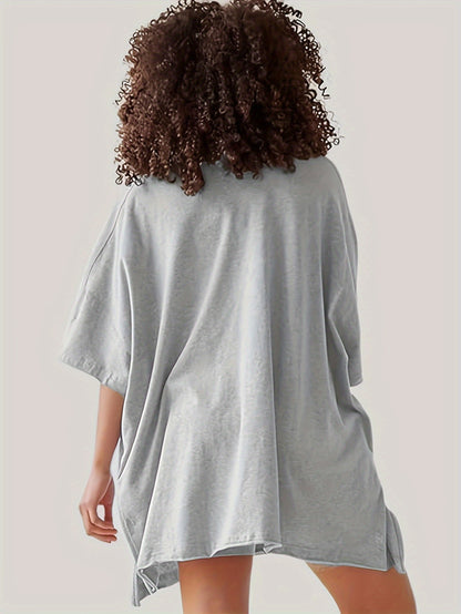 Women'S 2pcs Set Featuring Oversized Biker Shorts And a Reversible