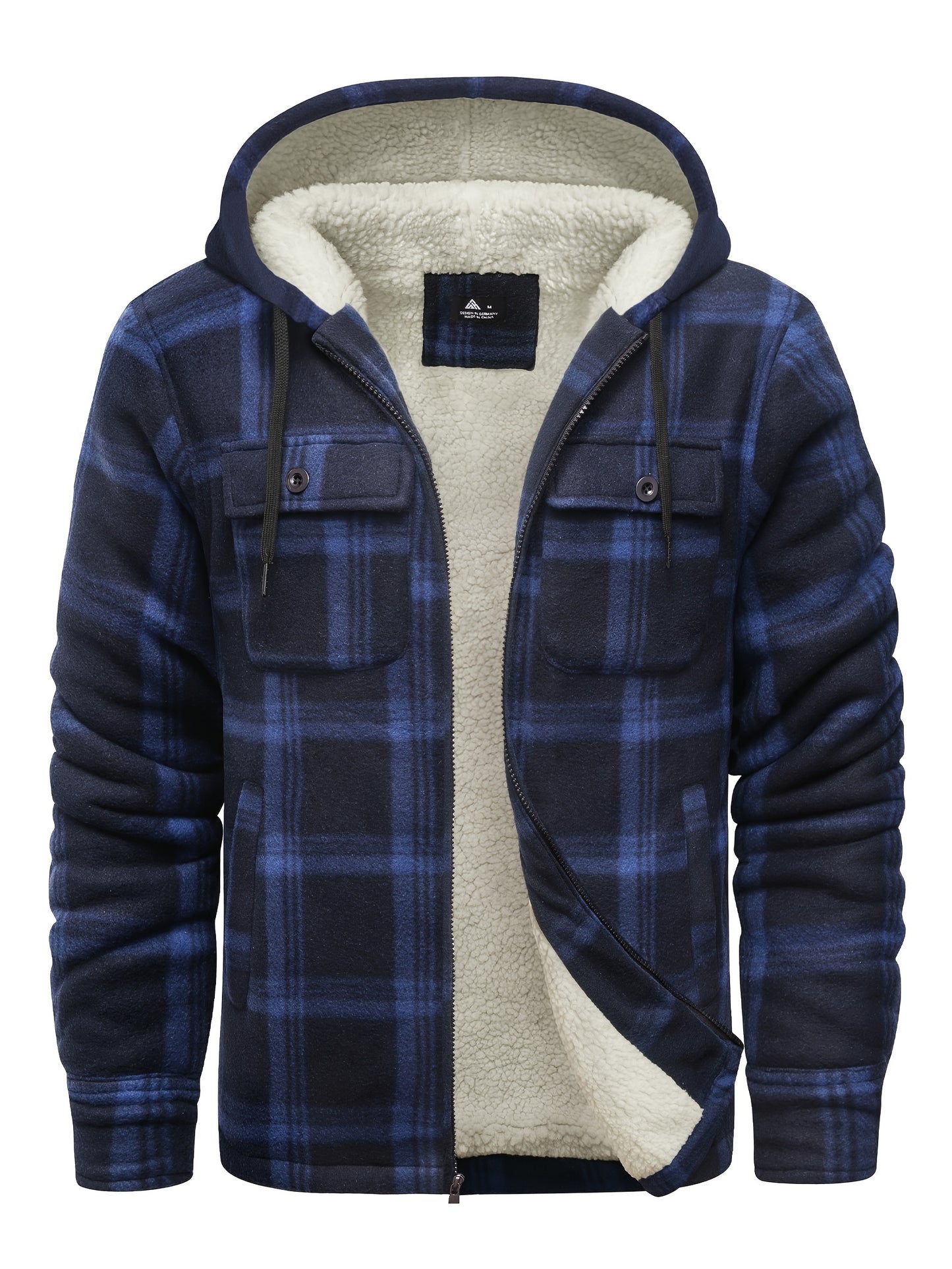 Men'S Heavyweight Fleece Hoodies Jacket - Full Zip Up Thick Sherpa Lined Flannel Plaid Shirt Jacket