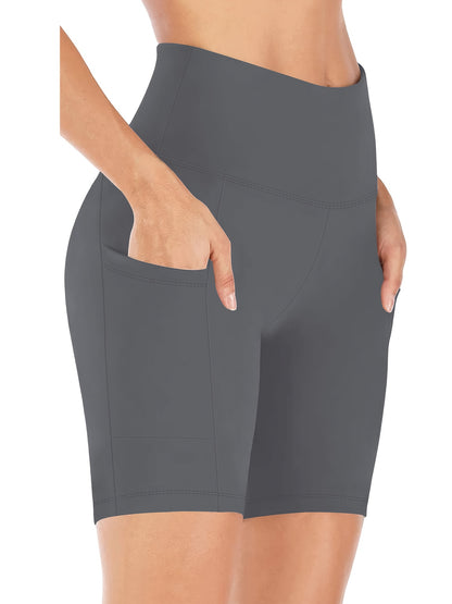 Women'S Summer High Waist Single Piece Yoga Shorts, Fashionable And Casual Sweat-Absorbent Elastic Cycling Pants, Training And Running Five-Point Yoga Shorts