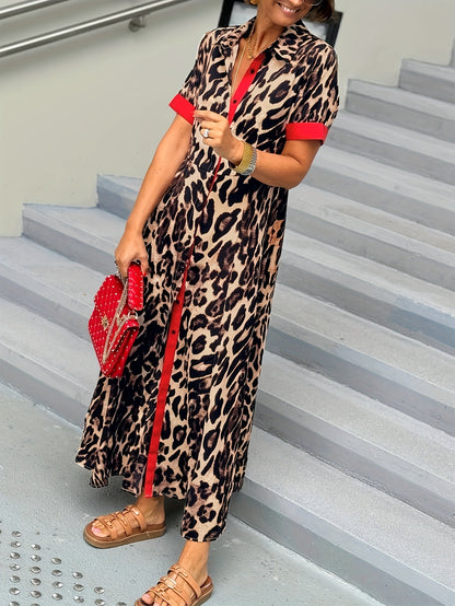 Women's Red Polyester Printed Short-Sleeve Dress - product view 7