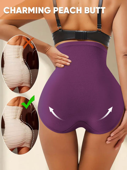 4pcs Women'S High Waist Tummy Control Shapewear - Seamless Body Shaper with Breathable Invisible Under Clothes, No Rolling Waistband | Ideal for Office, Travel & Yoga | Purple, Beige, Black, Light Blue | Perfect for Dresses, Jeans & Postpartum, Tummy Cont