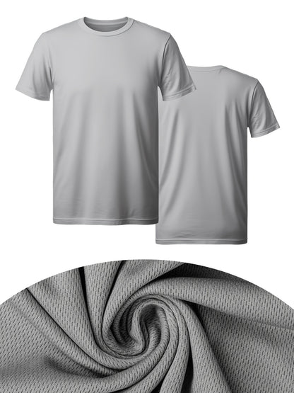 6-Pc Men'S Athletic T-Shirts - 100% Polyester, Quick-Dry, Moisture-Wicking, Crew Neck, Short Sleeve, Summer Knit Fabric, Regular Fit, Solid Color, for Gym, Running, Outdoor Activities