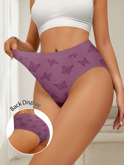 7pcs Women's Low-Waist Briefs, Sexy Panties with Butterfly Print, Elastic Hip-Hugging Design, Soft & Comfortable Everyday Underwear for Various Occasions