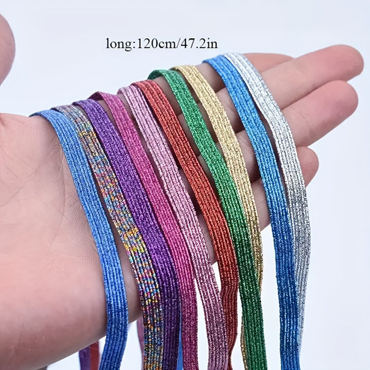 11-Pair Metallic Sequin Shoelaces - Silver and Gold Flat Laces – main product image