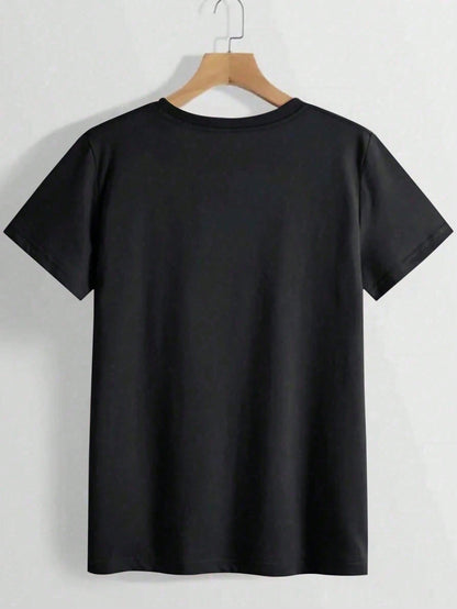 Plus Size, Plus Size Comfortable Short Sleeve Round Neck Top