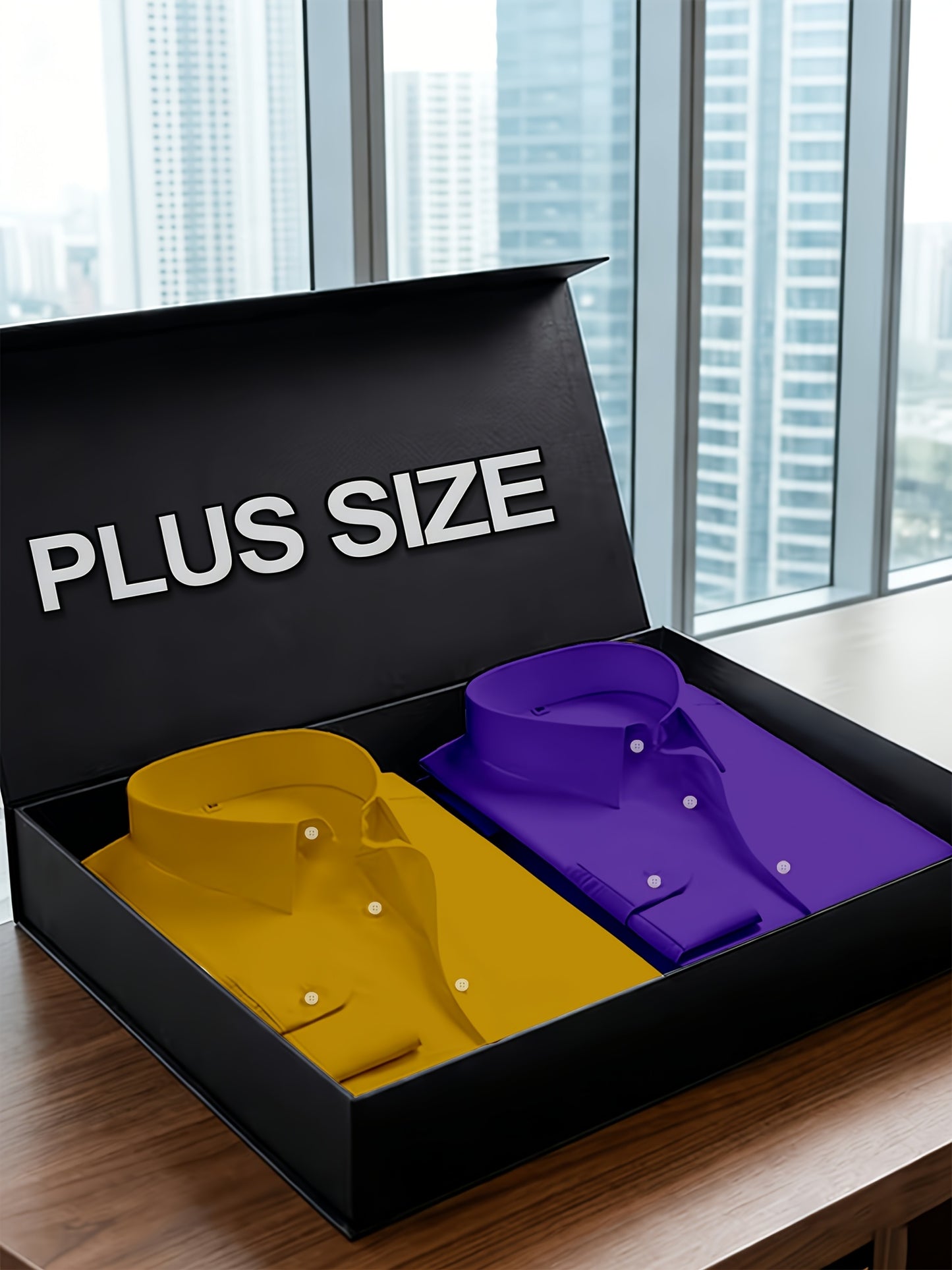 2pcs Set Of Men'S Plus-size Long-sleeve Shirts, 2XL To 6XL Size Shirts For Chubby Men, Versatile Plus-size Shirts For Daily Commuting, Summer Cool Shirts, Easy-care Wrinkle-resistant Plus-size Business Shirts, Gifts For Family