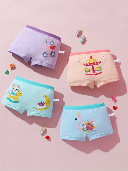 Random 12pcs/Pc Girls Boxers Underwear Cute Cartoon Pattern Elastic Comfortable Breathable Girls Panty