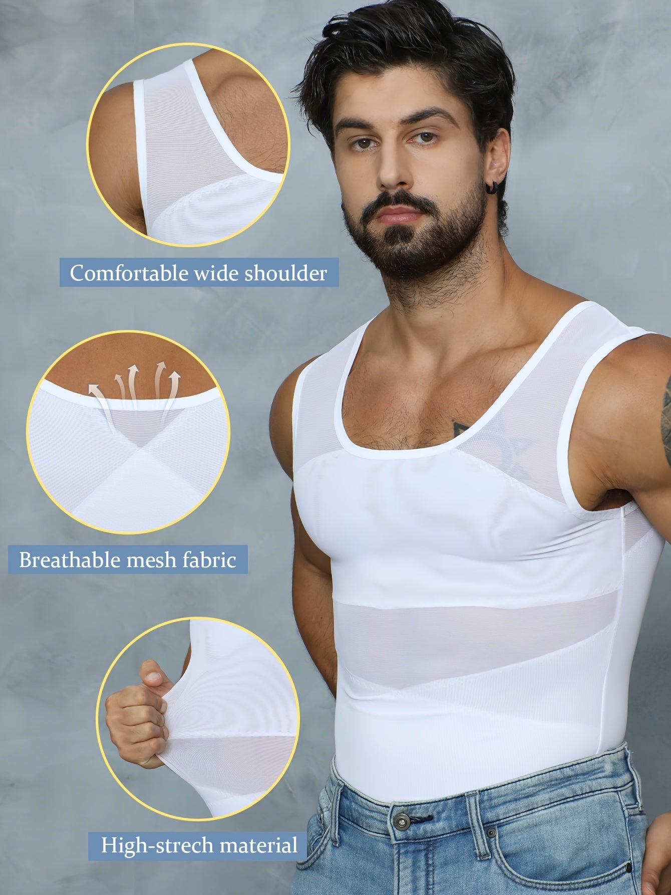 Men'S Compression Vest Shaper for Belly Fat - Ultra-Thin & Breathable Slimming Vest.Post-Surgery Recovery, Seamless Invisible Under Shirt, Cool Workout Body Shaper Formen (Black, Medium)