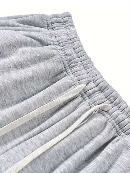 3pcs Summer Trendy All-match Long Pants [soft Knitted Joggers] Men's Soft Knitted Joggers - Loose Fit, Elastic Waist with Drawstring, Two Side Pockets - Machine Washable
